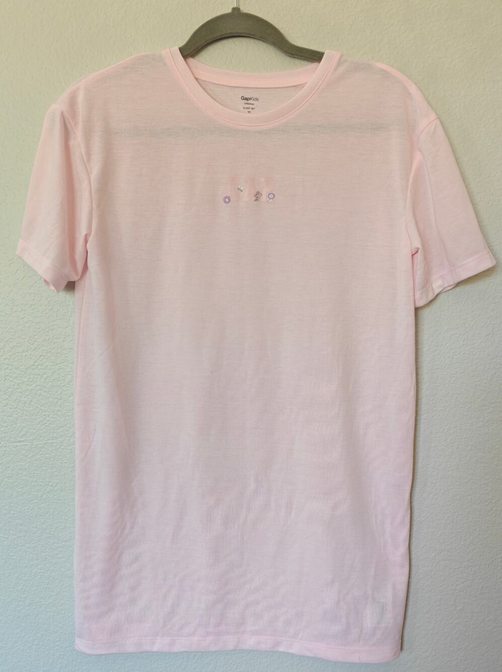 Gap Kids Pink Floral Logo Short Sleeve Pajama Sleep "Top Only" 10